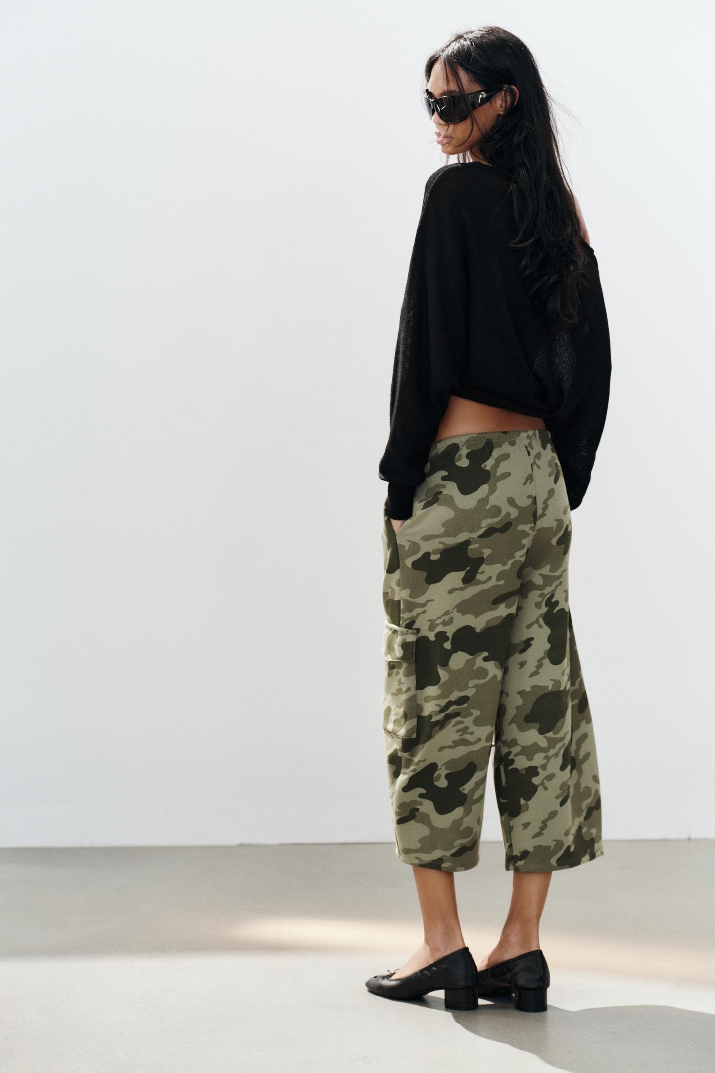 Женские брюки Zara Printed Pocket, цвет: Зелёный — фото 5