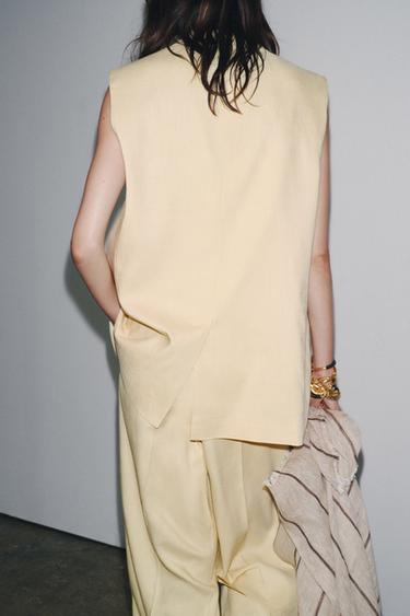 ZW COLLECTION OVERSIZE DOUBLE-BREASTED WAISTCOAT - Pastel yellow by Zara - Image 4