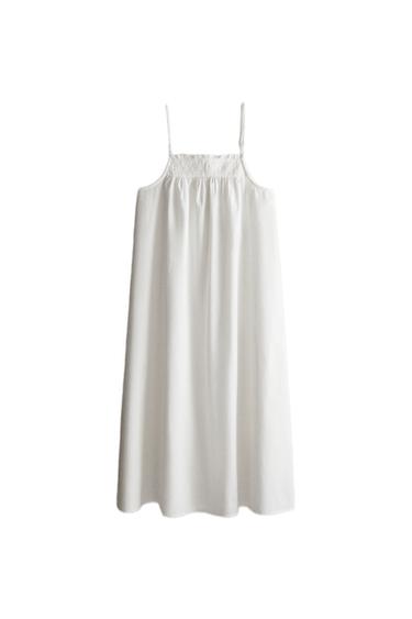 CAMISÓN ALGODÓN FRUNCIDO - Blanco de Zara