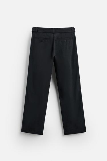 PANTALON COUPE LARGE AVEC CEINTURE - Bleu marine de Zara - Image 6