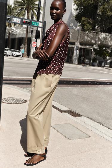 BLOUSE À POIS - Écru / Grenat de Zara - Image 3