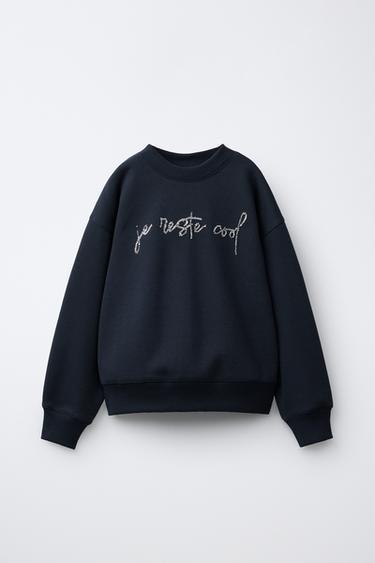 SUDADERA BORDADA BRILLOS - Marino de Zara