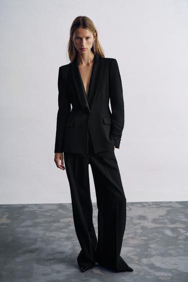 BLAZER SOLAPA SATINADA - Negro de Zara