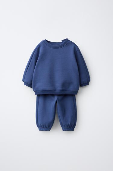 CONJUNTO JOGGING SUDADERA Y PANTALÓN JOGGER LISO - Azul de Zara