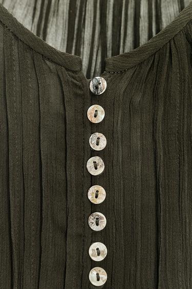 ZW COLLECTION COTTON GAUZE SHIRT - Khaki by Zara - Image 6