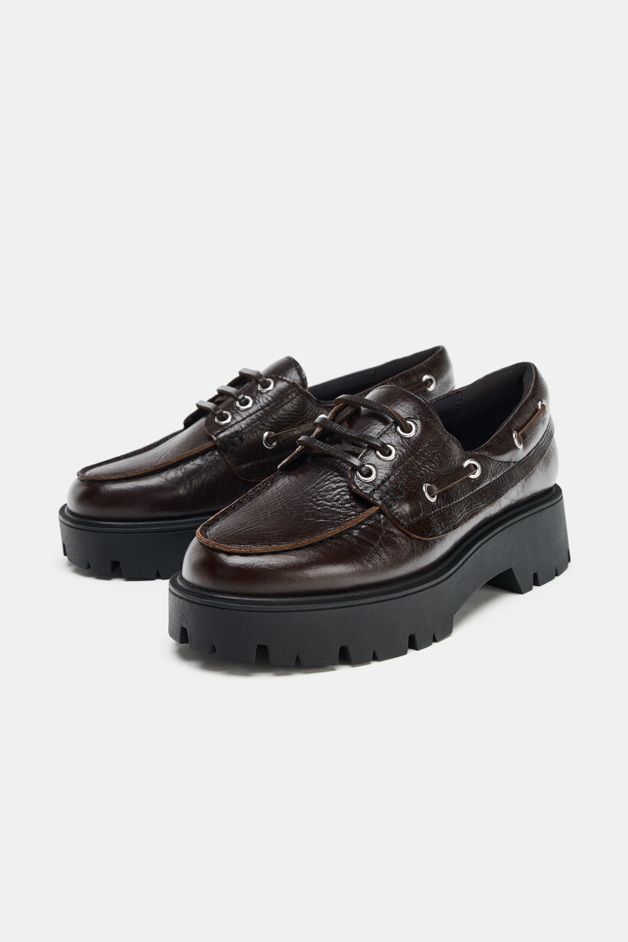 レザー プラットフォーム ローファー - ブラウン | ZARA Japan / 日本