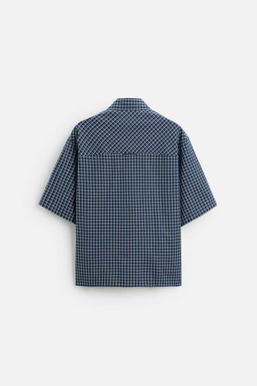 CHEMISE À CARREAUX - Bleu de Zara - Image 6