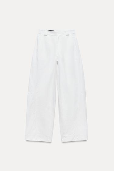 PANTALON BARREL TRF - Blanc de Zara