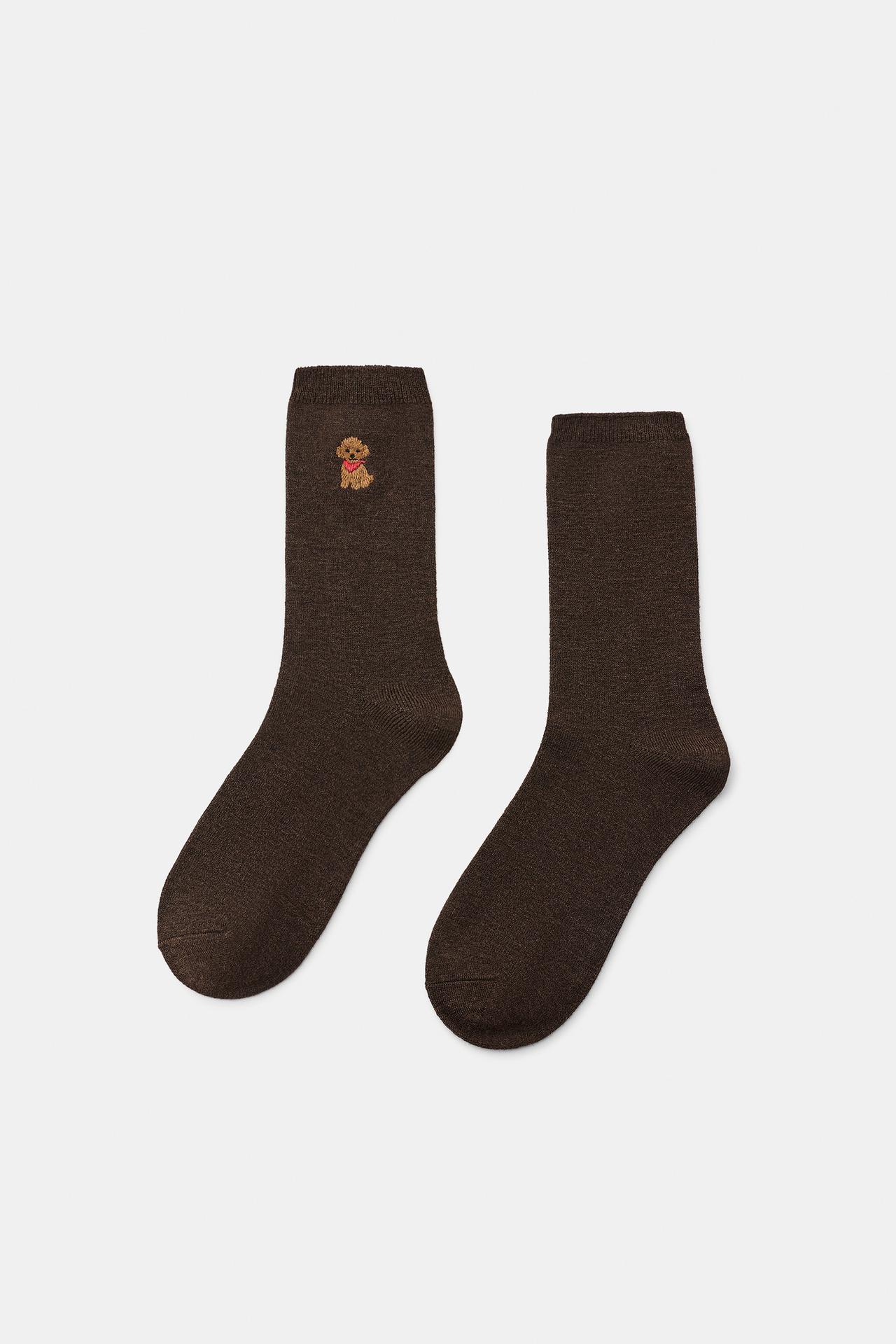 PLAIN DOG EMBROIDERY SOCKS