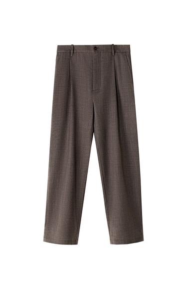 PANTALÓN CON LANA PLIEGUES - Gris topo de Zara