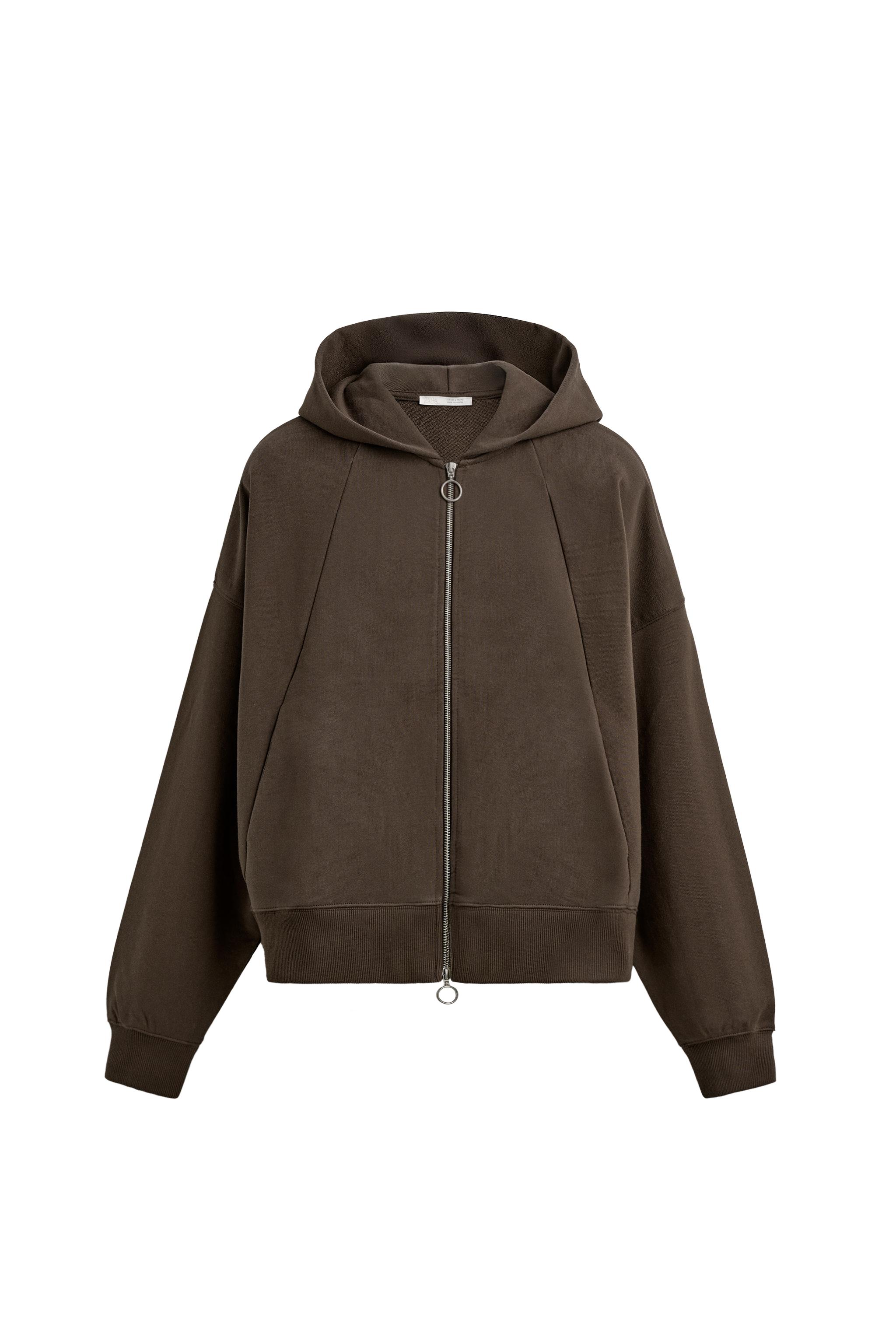 ZIP-UP HOODIE - Brown | ZARA South Africa
