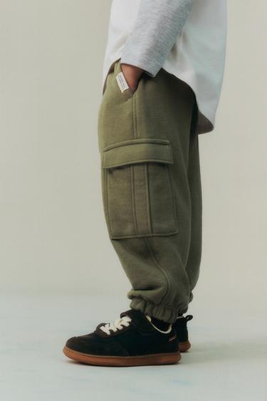 FLEECE CARGO JOGGERS - Green by Zara