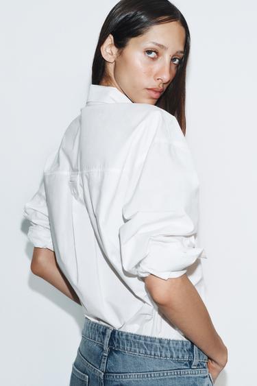 CHEMISE OVERSIZE EN POPELINE - Blanc de Zara - Image 4