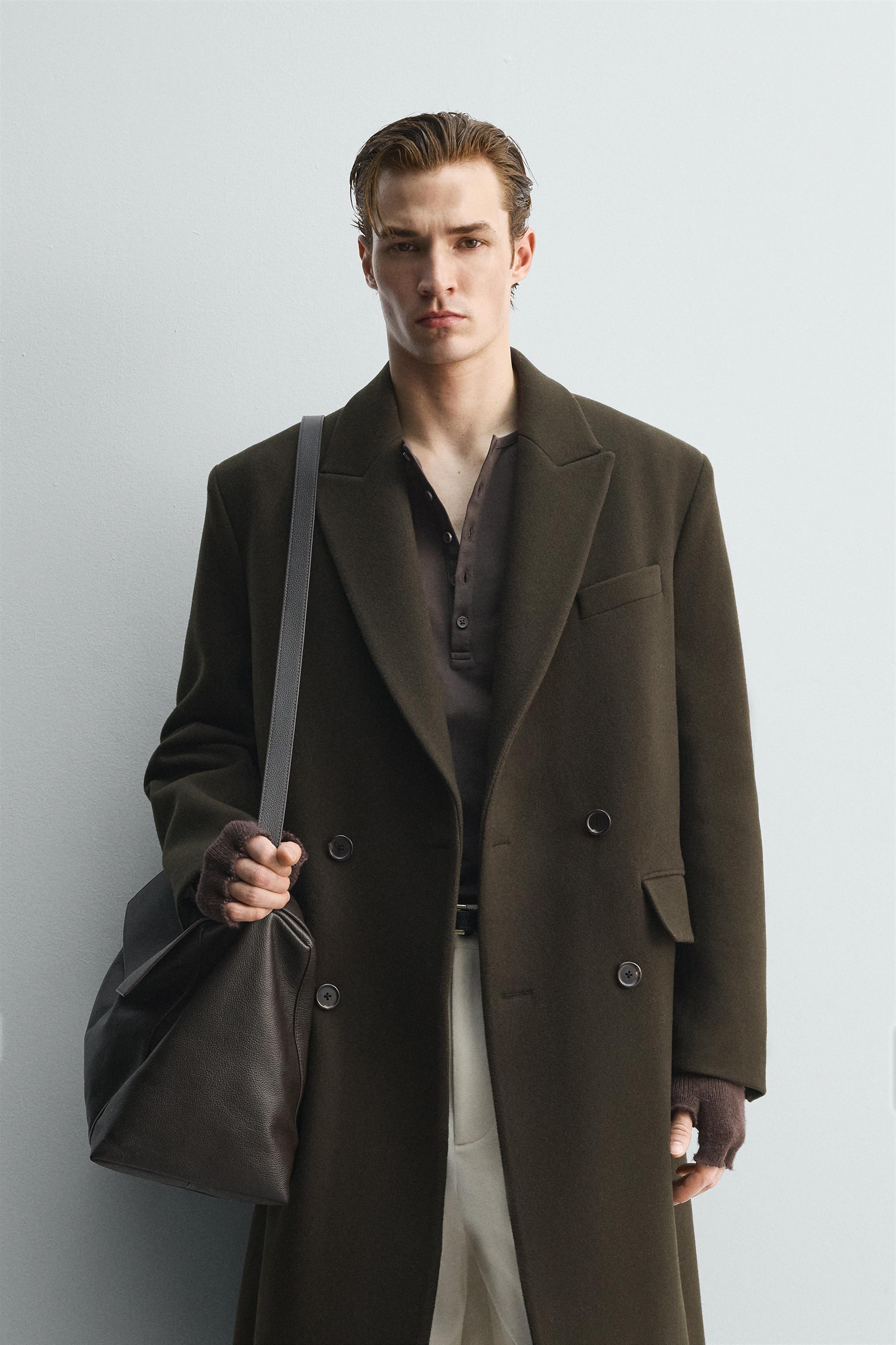 LIMITED EDITION ウール混ダブルブレストコート - カーキ | ZARA Japan