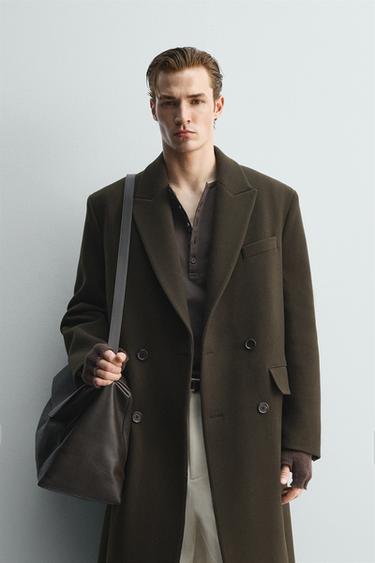 MANTEAU CROISÉ EN MÉLANGE DE LAINE ÉDITION LIMITÉE - Kaki de Zara - Image 1