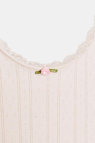 POINTELLE VEST TOP - Ecru by Zara - Image 7