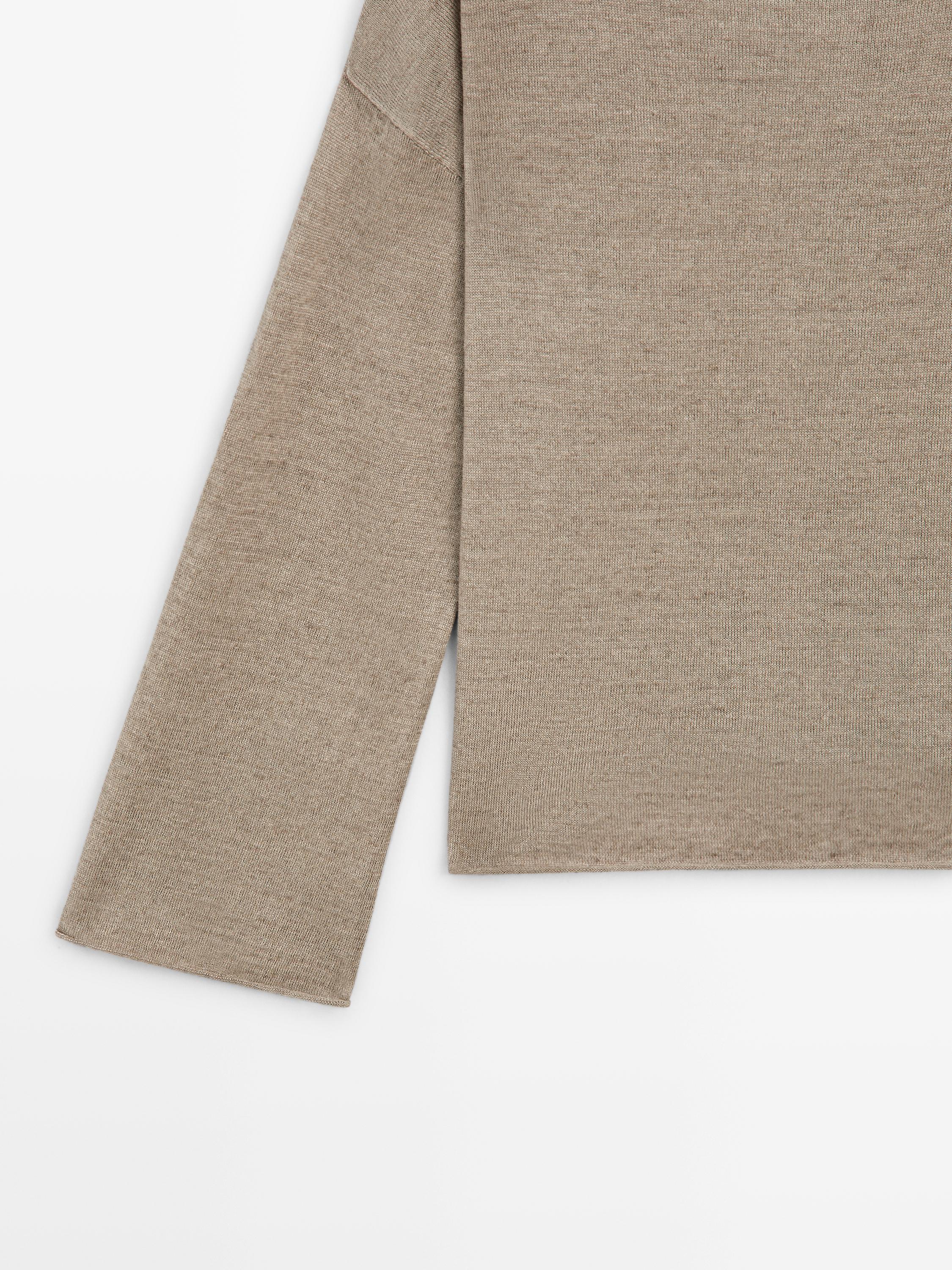 100% linen knit boat neck sweater