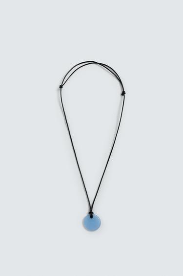 QUARTZ BEAD CORD NECKLACE - Sky blue by Zara