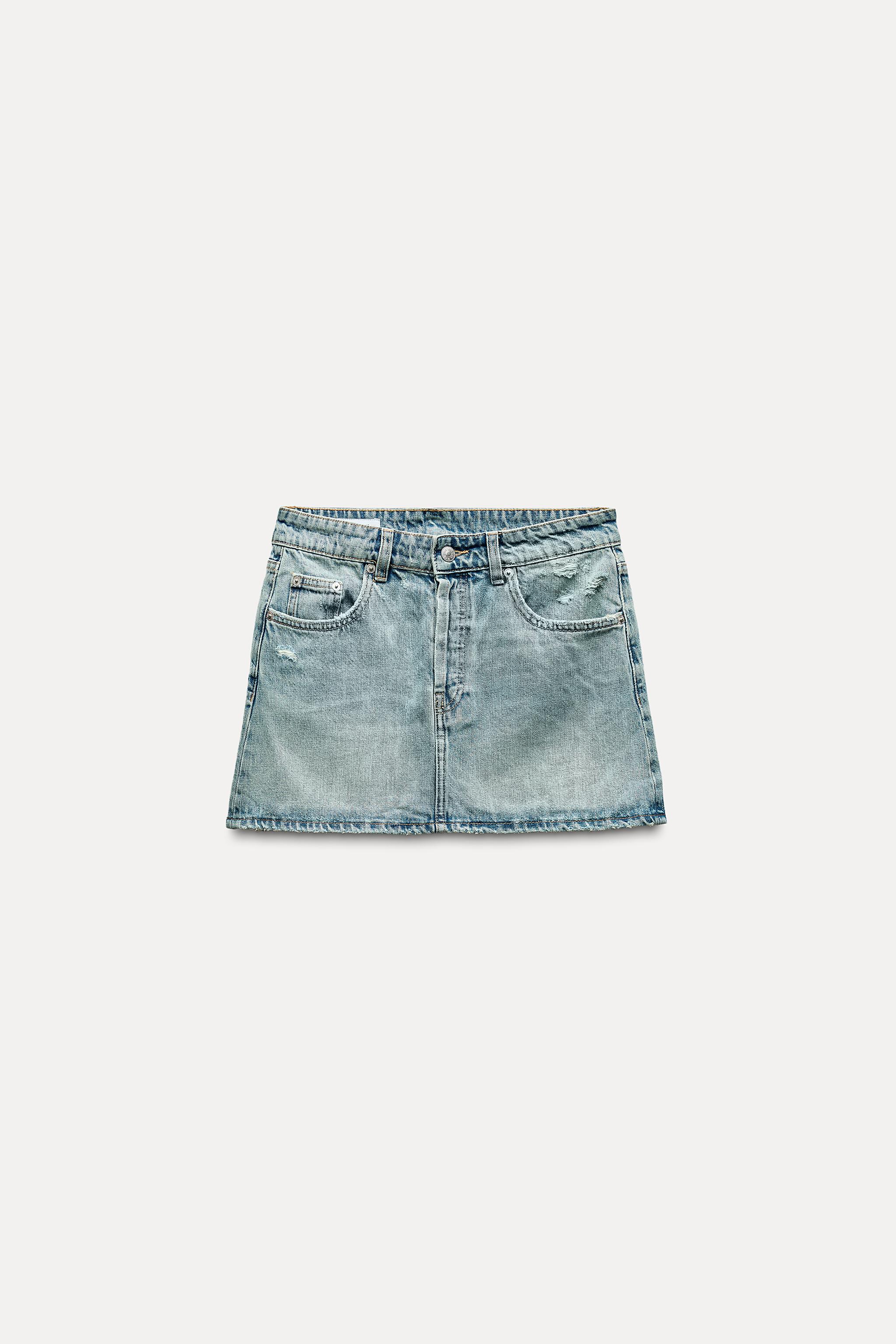 DENIM TRF MINI SKIRT Light blue ZARA UAE Dubai Sharjah Ajman UAQ Fujairah