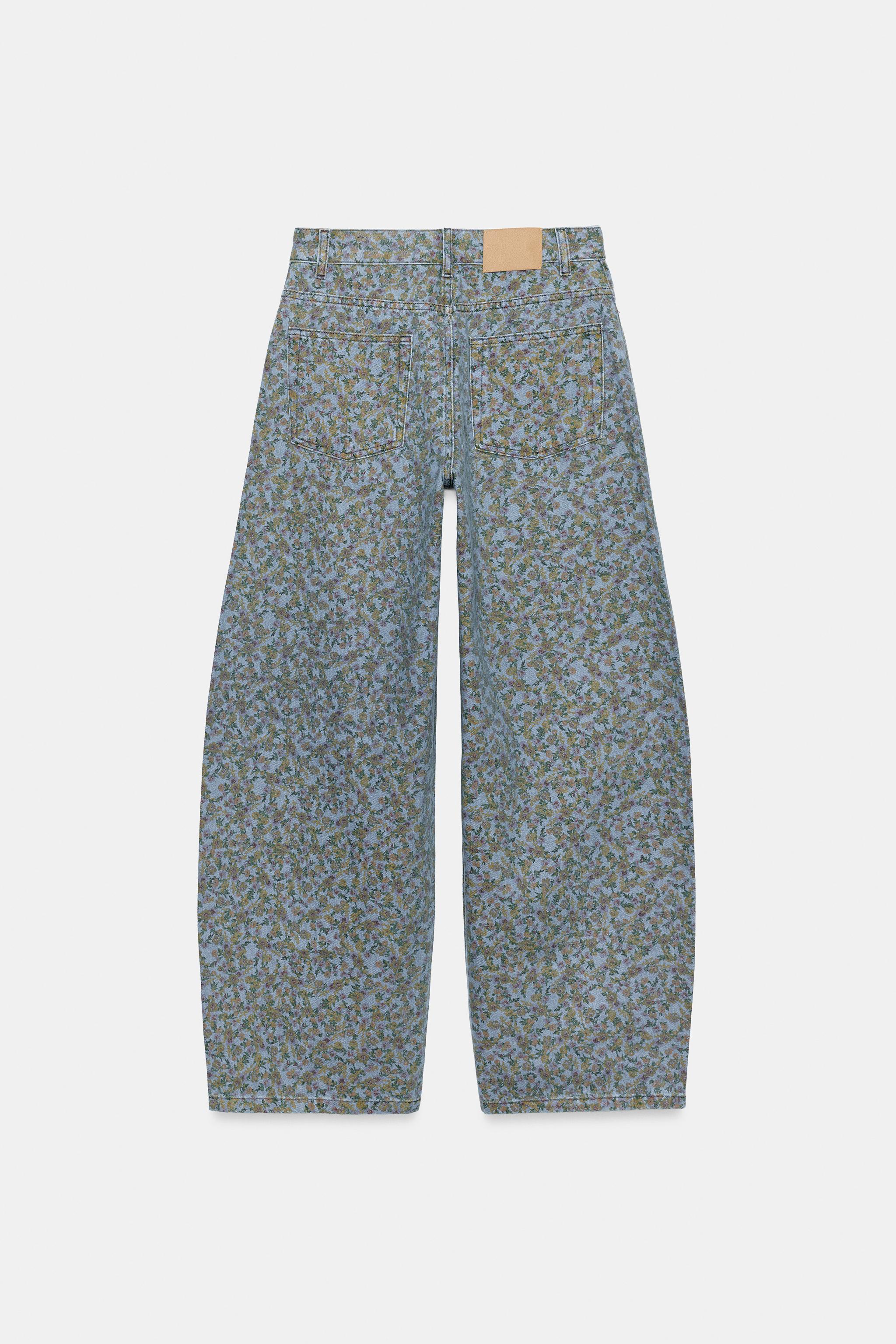 ZW COLLECTION BARREL HIGH-WAIST FLORAL JEANS