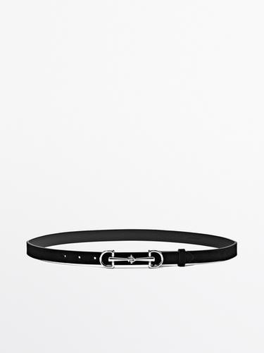 Zara Equestrian split suede leather belt - Black - Image 0