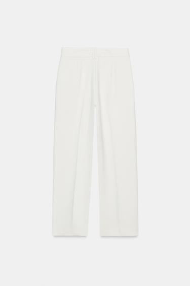 PANTALON DROIT TAILLE HAUTE - Écru de Zara - Image 8