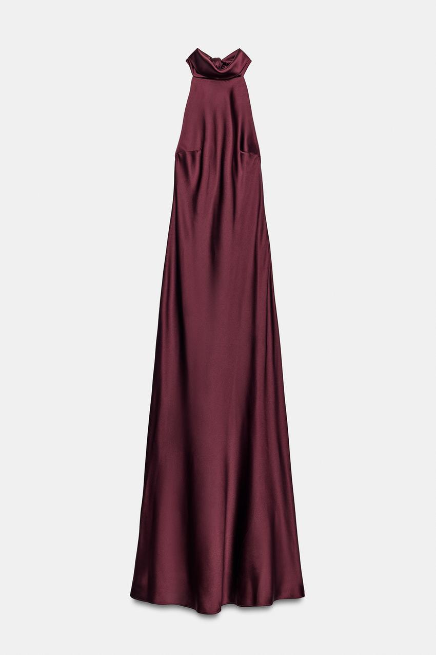 LONG DRESS WITH TIE - Burgundy