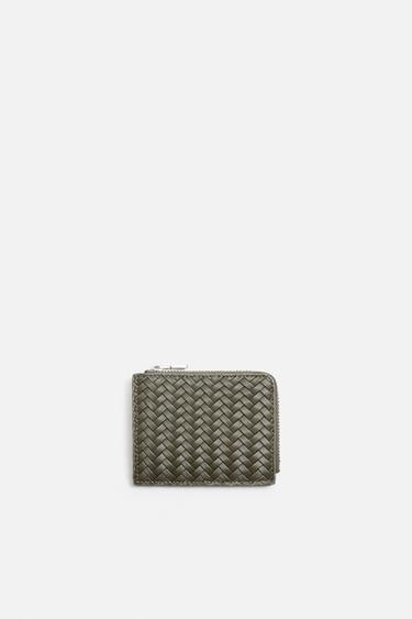 BRAIDED CARD HOLDER WITH ZIP - Green by Zara - Image 0