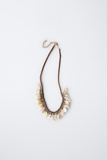 Zara SHELL BRAID NECKLACE - Brown