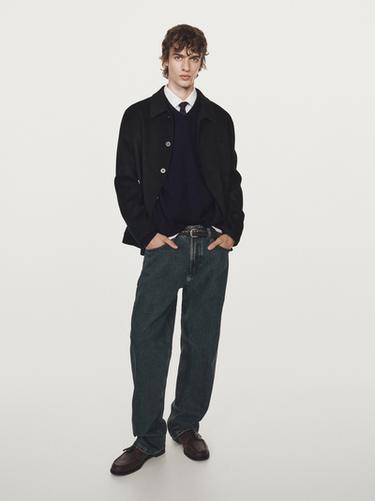 Zara Double wool blend overshirt with pockets - Navy blue