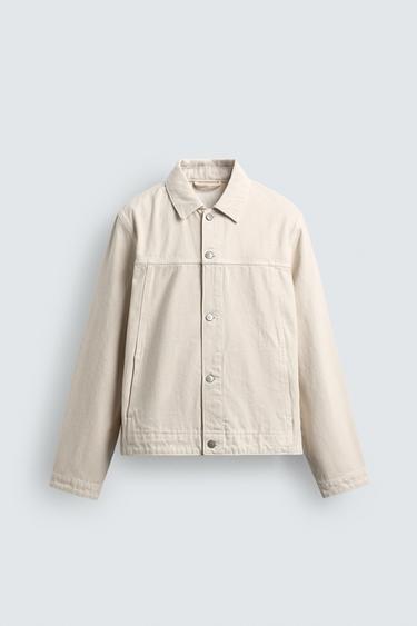 Zara BASIC DENIM JACKET - Oyster-white