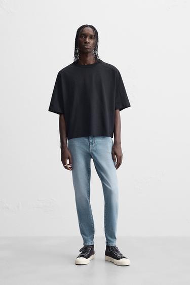 Zara SKINNY FIT CROPPED JEANS - Mid-blue