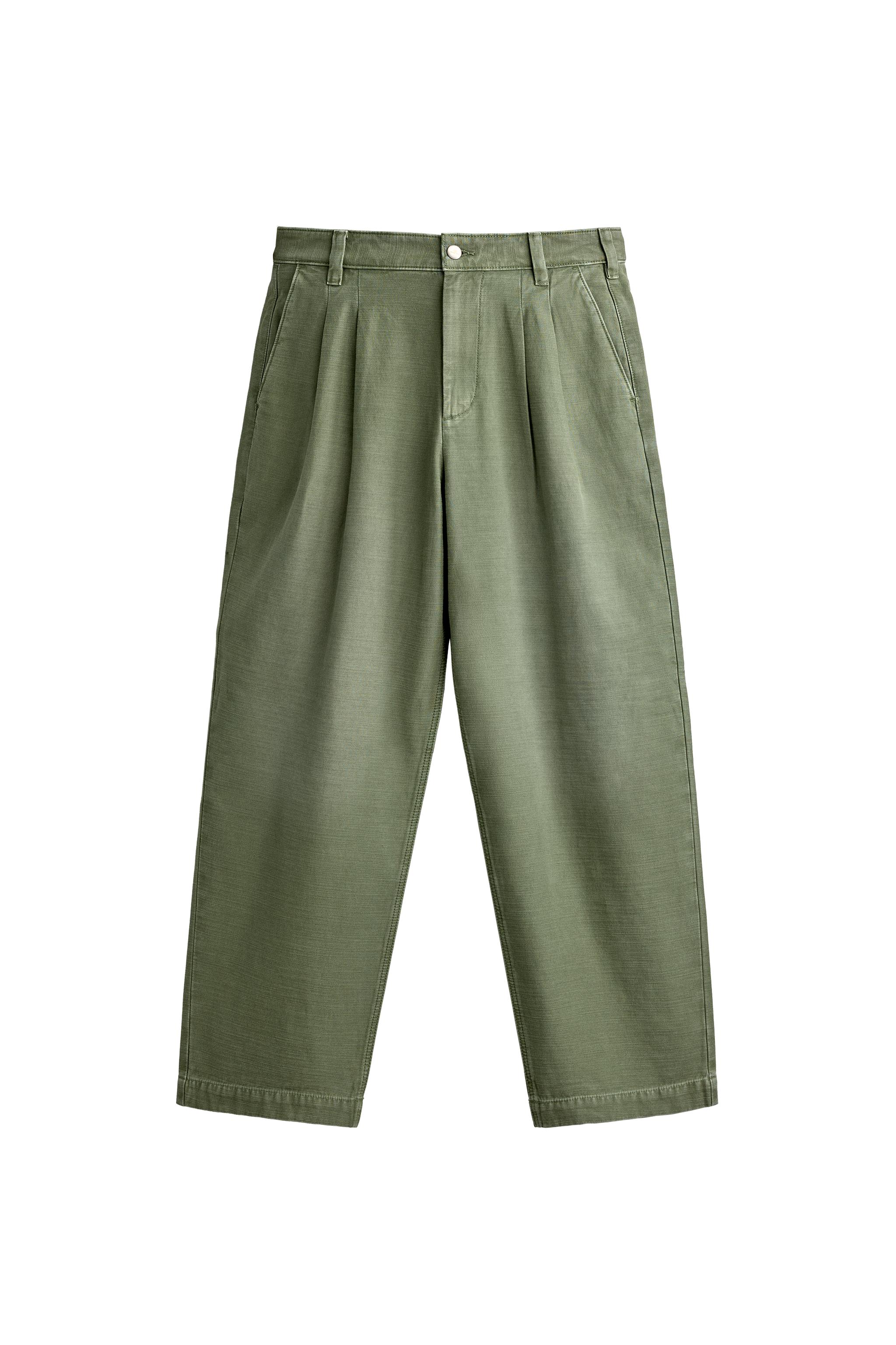 BAGGY FIT PLEATED CHINO PANTS - Mid-green | ZARA Canada
