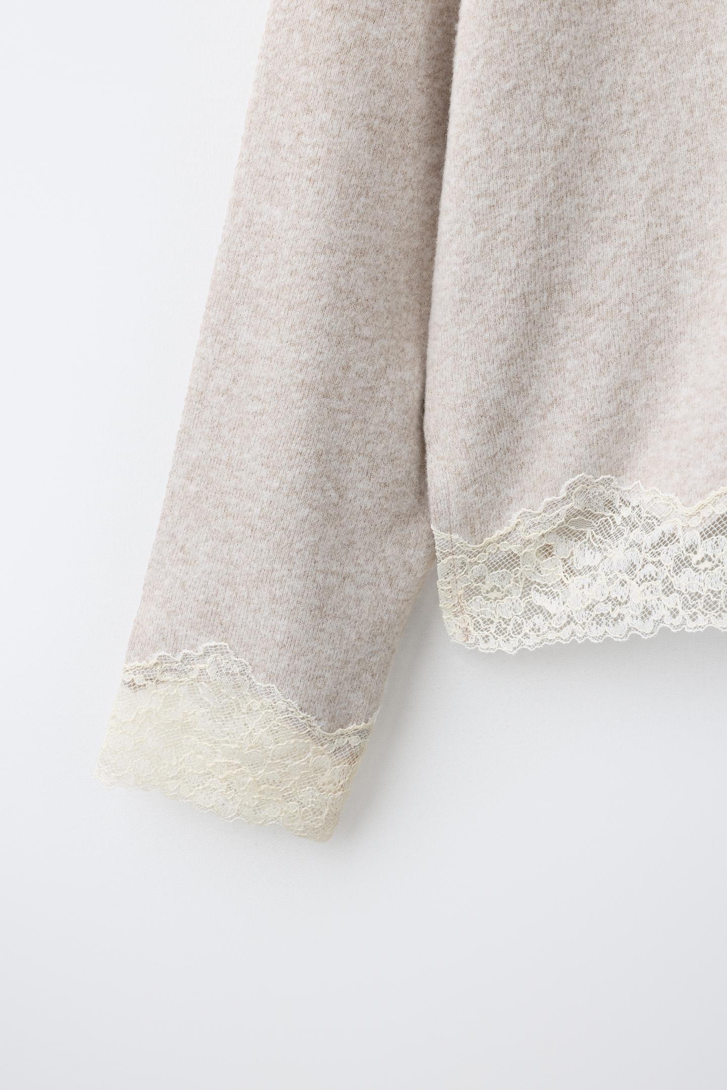 Детская футболка Zara Soft Touch Lace, цвет: Бежевый — фото 4