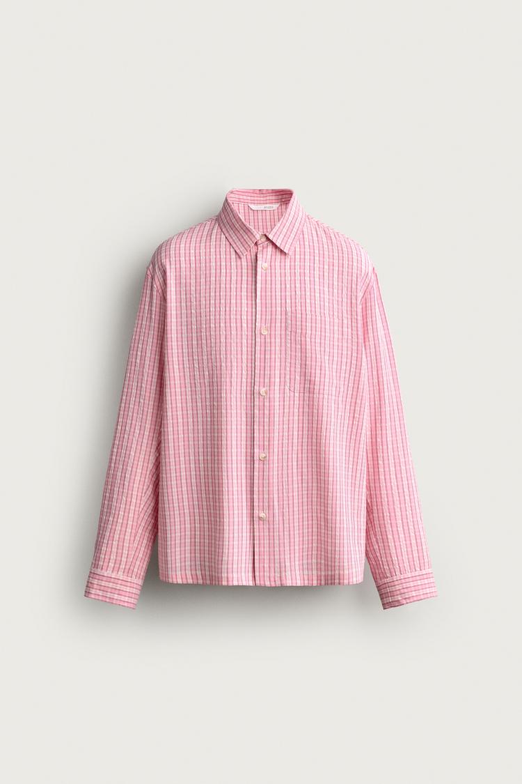 Downtime Ease — TEXTURED CHECK RELAXED FIT SHIRT