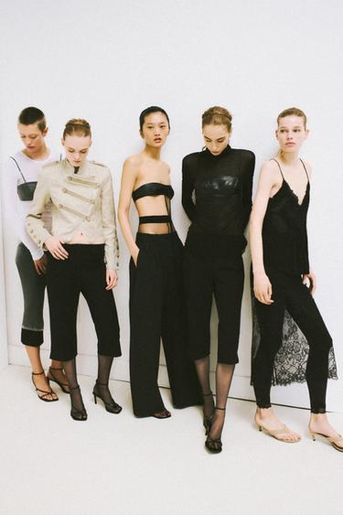 Zara SUEDE HEELED SANDALS - Beige