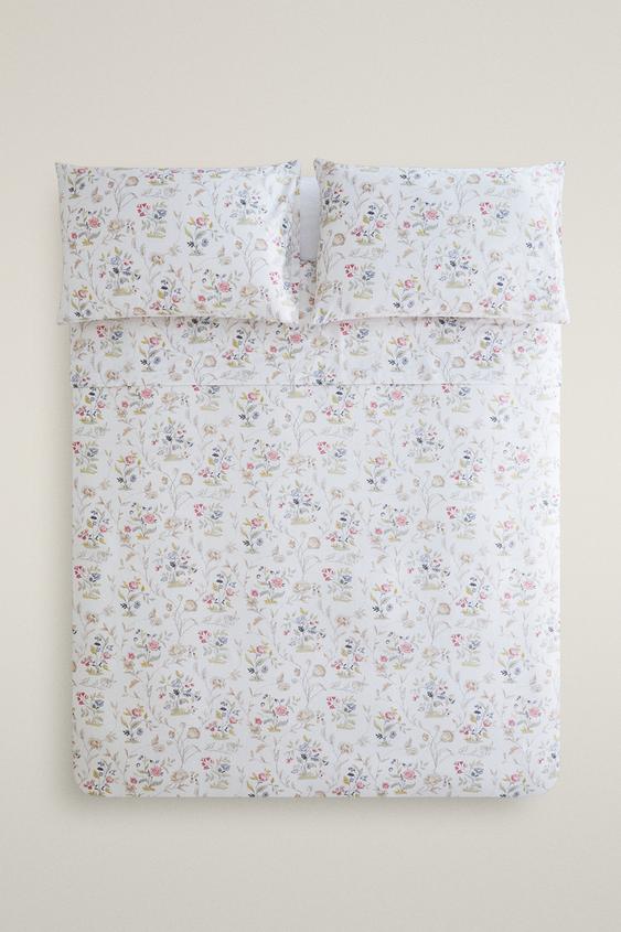 FLORAL SATEEN DUVET COVER - أبيض مكسور الخاص بـ Zara - صورة 0