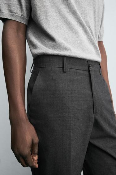 CHECK SUIT TROUSERS - Anthracite Grey by Zara - Image 4