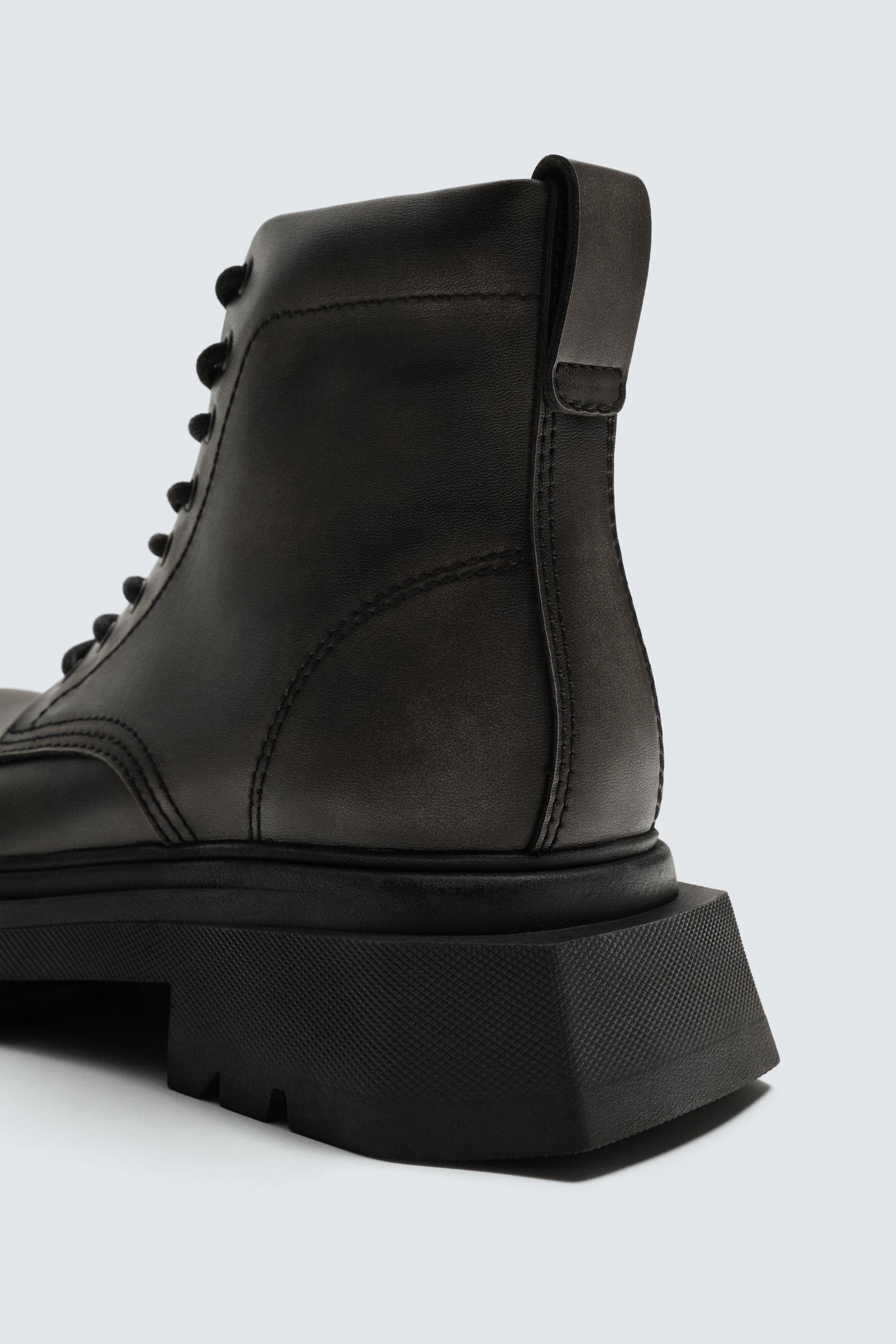 DISTRESSED CHUNKY LACE-UP BOOTS - Grey | ZARA South Africa