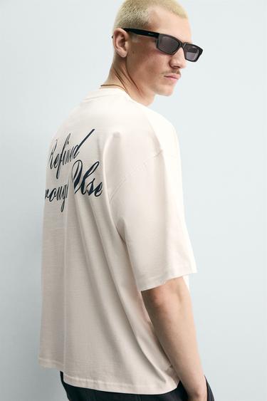 T-SHIRT RELAXED FIT À INSCRIPTIONS IMPRIMÉES - Blanc de Zara - Image 5