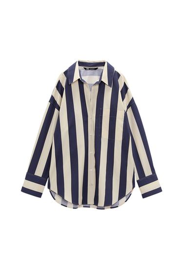 OVERSIZED STRIPED POPLIN SHIRT