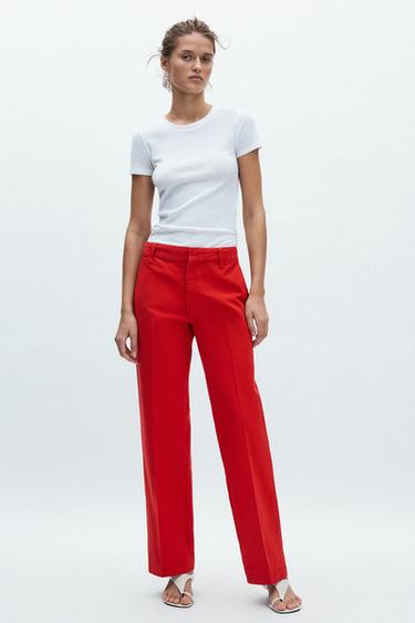 JEANS ZW COLLECTION CHINO TIRO MEDIO - Rojo de Zara