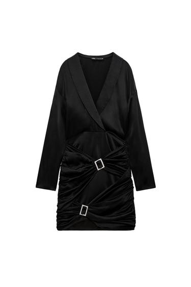 VESTIDO SATINADO DETALLE JOYA