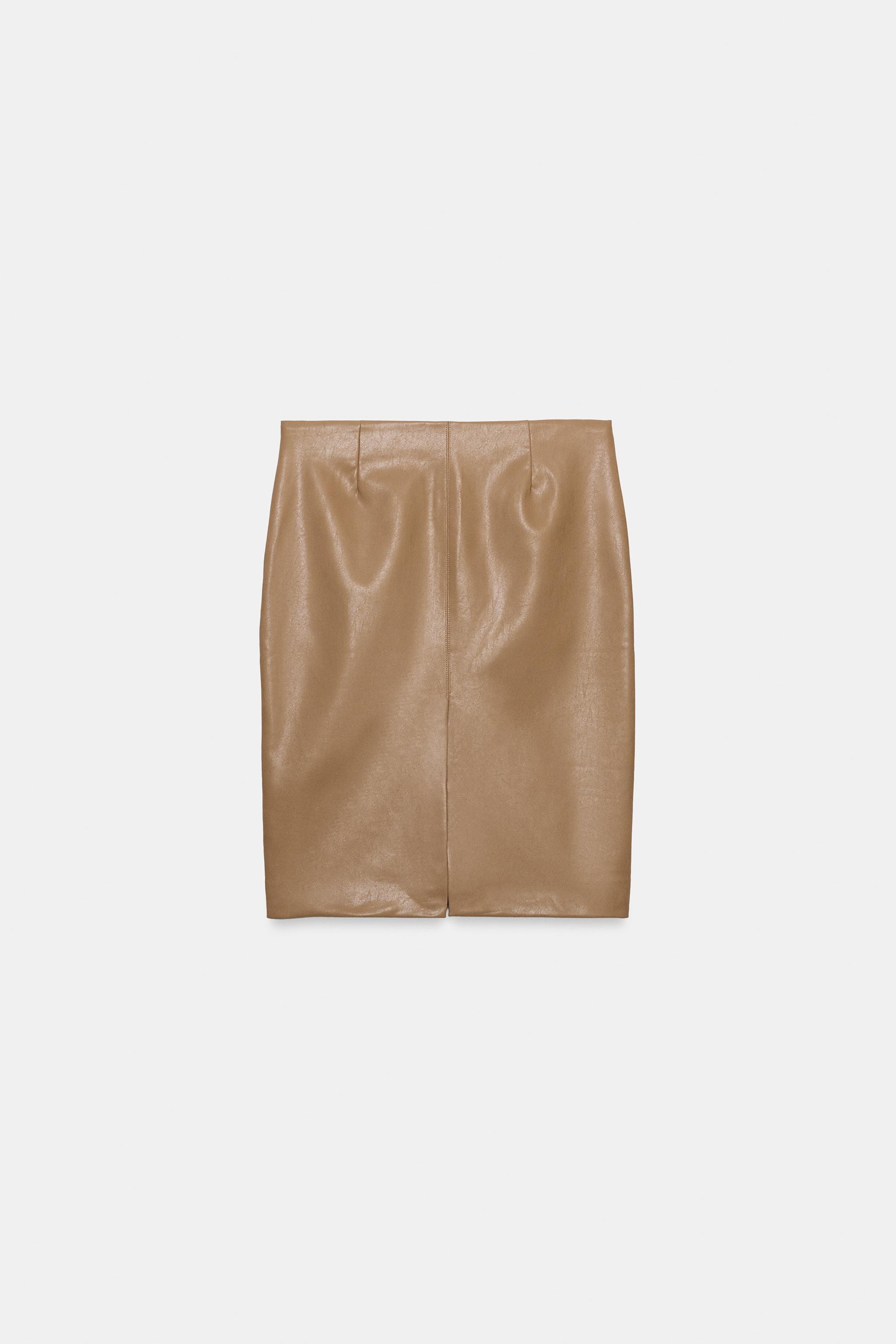 Женские юбки Zara FAUX LEATHER MIDI SKIRT — фото 6