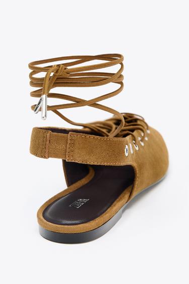 SUEDE TIE SLINGBACK SHOES - Dark tan by Zara - Image 5