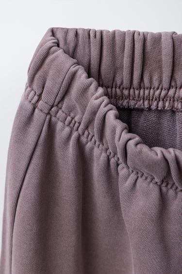 PANTALON WIDE LEG EFFET DÉLAVÉ - Prune de Zara - Image 2