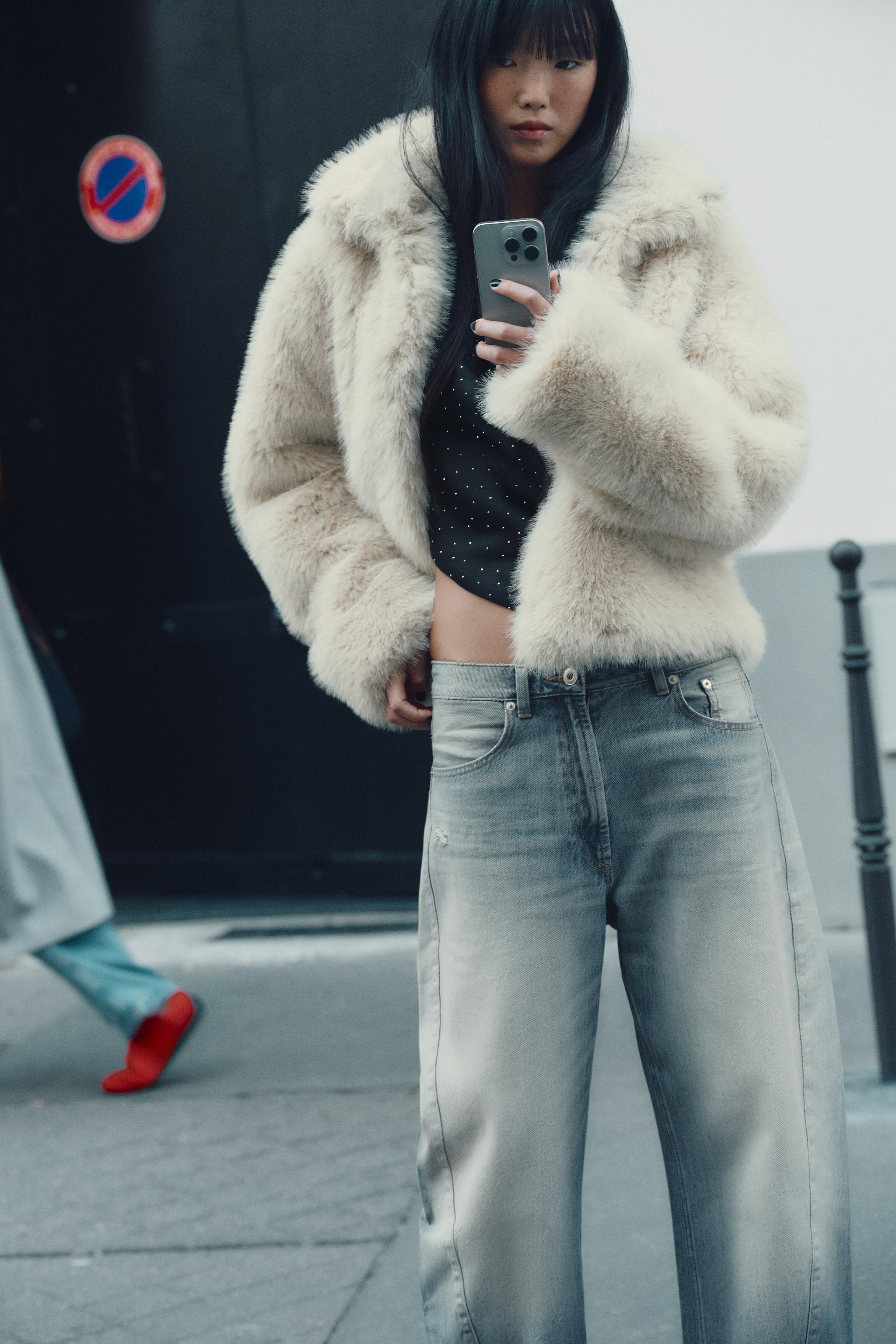 ZARA✴︎フェイクファージャケット　Msize ZARA フェイクファー ジャケット ブルゾン メンズ M T28 - メルカリ