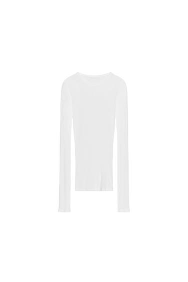 Zara SUPIMA® LONG SLEEVE T-SHIRT - White