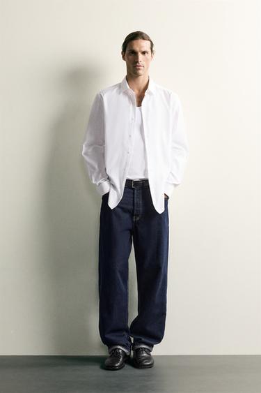 CAMISA SLIM FIT ESTRUCTURA - Blanco de Zara - Imagen 0