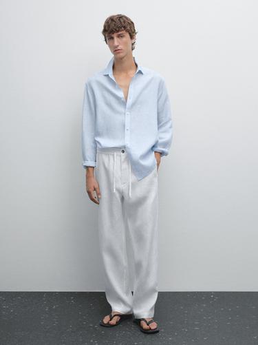 Camisa rayas regular fit - Azul de Zara - Imagen 0